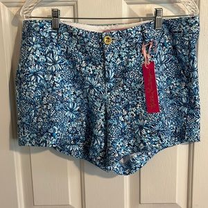 Lilly Pulitzer Callahan Knit Shorts in Cumulus Blue Blooming Together